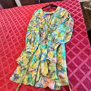 Zara mini floral long-sleeve dress